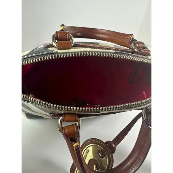 Dooney & Bourke Genuine Florentine Vacchetta Leather Satchel Zebra Print Bag - Picture 4 of 14